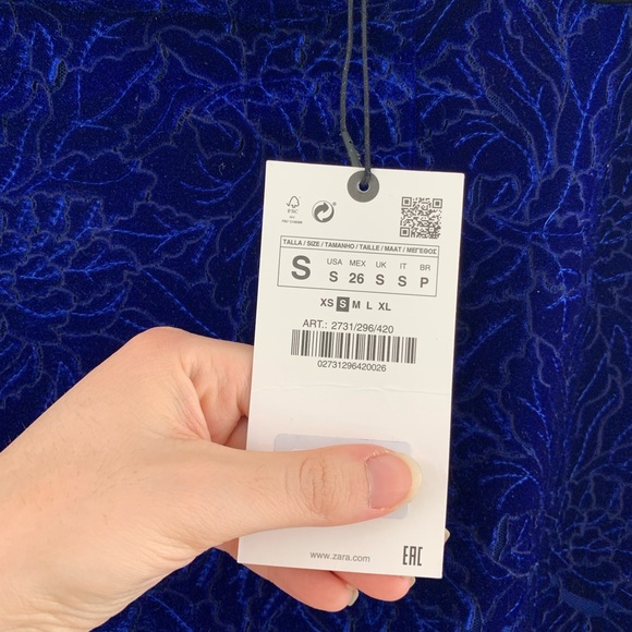 Royal Blue Patterned Velvet Skirt - Picture 13 of 17